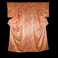 "Vintage Japanese Kimono / Komon / Chrysanthemum / Mon-Rinzu A:Length 58\" B:Sleeve from back center 24.5\" C:Sleeve length 17\" D:Width at hem line 52\" Silk Rinzu is a one of Shusu (Satin) fabric. It is woven with untwisted warp yarns. It is called Mon-Rinzu with base woven pattern. Important Notice: Vintage Kimonos may have stains, spots or fading. Conditions vary. Stains and spots may or may not come off with dry cleaning. Some are not really noticeable, but some are. Carefully check the photos before you commit to your purchase. I ship orders with reusable packaging whenever possible to reduce environmental impact.   Your purchase will be carefully shipped.  I appreciate your understanding." Kimonos, Kimono Vintage, Reusable Packaging, Summer Kimono, Vintage Japanese Kimono, Woven Pattern, Vintage Kimono, Silk Kimono, Japanese Kimono