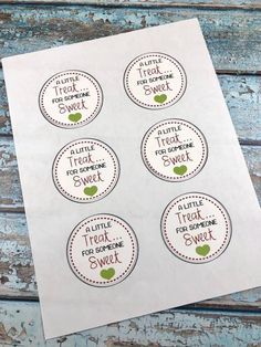 four stickers that say treat for someone sweet