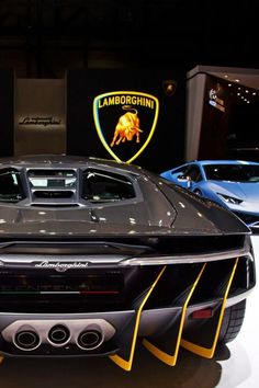 the lambino concept car on display at an auto show