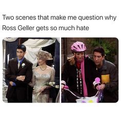 two scenes that make me question why ross geller gets so much hate for his bike helmet