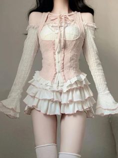 Mode Kawaii, Y2k Crop Top, Style Kawaii, Kawaii Clothing, Ballet Fashion, Dress Cake, Full Dress, Three Piece Suit, Set Women