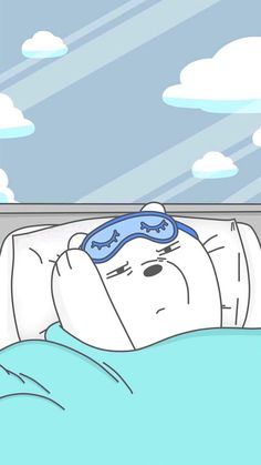 a cartoon character laying in bed with his eyes closed