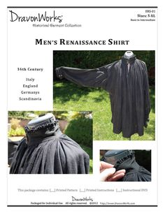 "* Printable Sewing Pattern - 16th Century Men's European Renaissance Shirt. Sizes S-XL. All sizes included. * Pattern based on a real shirt found in Germany, but the style of shirt can be documented all over Western Europe in the 1500s from Italy to England to Germany to Spain to Sweden. * Perfect for Living History, Theatrical Productions, and other Costumed Events! * Great for SCA, Living History Renaissance Festivals, Elizabethan Events, Scottish Highland Games, and Medieval Faires * Instruc Scottish Highland Games, Highland Games, Printable Sewing Patterns, Vendor Events, Embroidered Collars, Western Europe, Living History, Printable Patterns, Historical Clothing