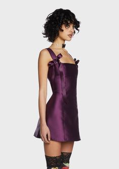 Current Mood Taffeta Ribbon Tie Mini Dress - Purple – Dolls Kill Current Mood Clothing, Purple Mini Dresses, Current Mood, Hoco Dresses, Looks Vintage, Fancy Dresses, Stardust, Purple Dress, Dolls Kill