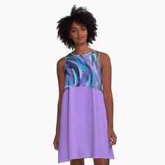 "Cascade, Abstract Landscape Art by Courtney Hatcher" A-Line Dress by cghatcherart | Redbubble Abstract Landscape, Abstract Landscape Art, Abstract Art Landscape, Woven Dress, Dress For Sale, Dress Fabric, Chiffon Tops, Landscape Art, Dresses For Sale