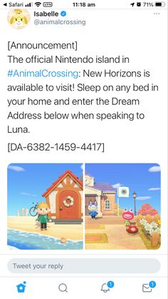an image of someone's twitter post about the animal crossing and how to use it