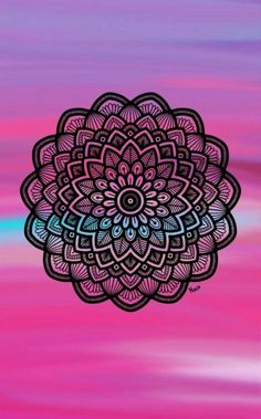 a pink and purple background with an intricate flower design on the bottom right hand corner