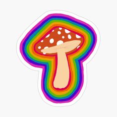 a rainbow mushroom sticker on a white background