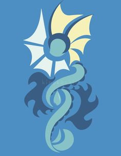 a blue and white dragon with an umbrella