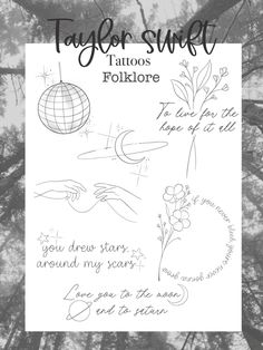 the cover for taylor swift's tattoos folkloree, which features handwritten lettering and flowers