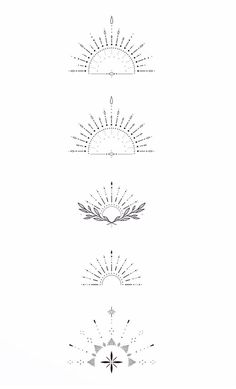 four different types of sun and stars on a white background, each with an individual's name