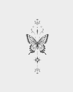 a black and white drawing of a butterfly