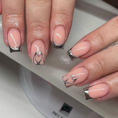 Olivia Calder Nails on InstagramChrome tips and heart flamesnails nailinspo chromenails flamenails silverchrome biabnails naturabuild nudebiab squarenails plt missyempire ohpolly motelrocks Short Acrylic Chrome Nails Designs, Chrome Nails Heart Designs, Silver Chrome Nails Design, Gel Square Nail Designs, Biab Nail Design Chrome, Silver Chrome Nails Designs Square, Silver Chrome Square Nails, Silver Chrome Nails Designs Short, Silver Chrome Hearts Nails