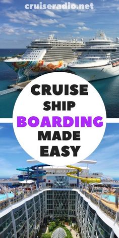 cruise ship boarding made easy with the words cruise ship boarding made easy on top and bottom