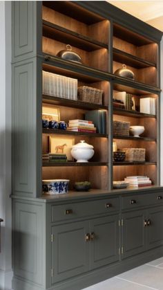 a large bookcase with many books on it