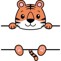 a cartoon tiger is peeking out from behind a blank sign with his paws on the edge