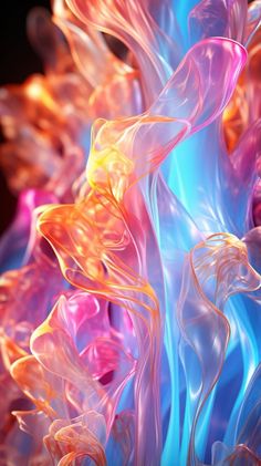 an abstract image of colorful liquid flowing in the air