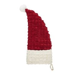 a red and white knitted santa hat