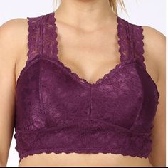 Zenana Premium Classic Hourglass Back Lace Bralette Fully Lined W Soft 4 Way Stretch Mesh Comfort Support Without Bra Pads Length: 14” Chest: 31” Approx Measured From 1x Fabric: Lining Viscose/ Spandex, Lace Nylon/ Spandex Color: Dark Plum ( Color May Vary Due To Resolution.) Nip Bundle & Save! Please See My Other Listings For More Plus Size Clothing And Activewear. Tysm! Hourglass Back, Plus Size Bralette, Without Bra, Pink Lace Bralette, Padded Bralette, Halter Bralette, Coral Lace, Bra Pads, Lace Bandeau