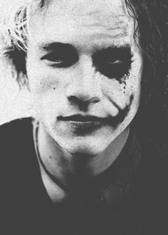 black and white photograph of the joker