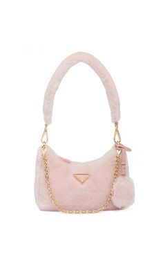 Shearling Mini Bag By Prada | Moda Operandi Pink Bag Mini, Pink Prada Bag Aesthetic, Designer Pink Bag, Prada Pink Bag, Mini Bags Aesthetic, Pink Prada Bag, Cute Pink Bag, Pink Designer Bags, Tas Prada