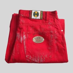 Cross Colours Men's Red Short - Preloved Hip Hop, Mens Red Shorts, Baggy Jean, Y2k Shorts, Red Shorts, Mens Bottom