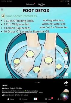 Home Foot Soak, Foot Detox Soak, Membakar Lemak Perut, Foot Soak, Good Health Tips, روتين العناية بالبشرة, Self Care Activities