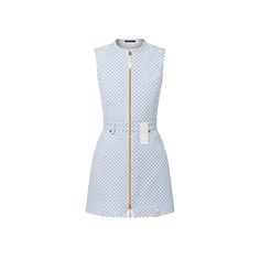 LOUIS VUITTON® - Damier Zip-up Dress - Blue Lv Dresses, Louis Vuitton Dresses, Lv Dress, Louis Vuitton Outfit, Louis Vuitton Dress, Louis Vuitton Gifts, Stole Scarf, Casual Sporty, Louis Vuitton Official