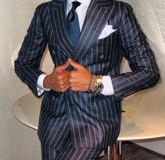 Pinstriped Suit — ELEVATED CITIZEN Tumblr, Mens Pinstripe Suit, Pinstriped Suit, Blue Pinstripe Suit, Mens Wearhouse, Mode Costume, Min Pin, Dress Suits For Men, Fitting Room