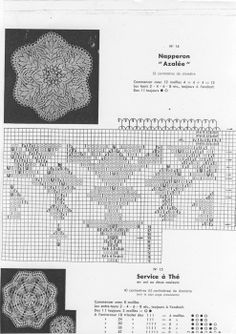 the instructions for crocheted doily patterns are shown in black and white,