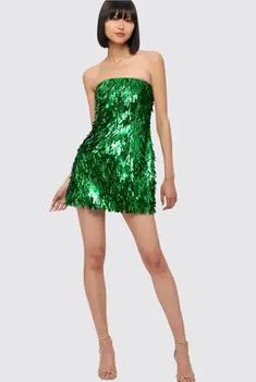 Leo Lin Stefani Sequin Strapless Mini Dress in Forest Size 14 Ball Gowns, Leo Lin, Alice Mccall, Four Days, Black Tie Event, Strapless Mini Dress, Day For Night, Black Tie, Sequin Dress