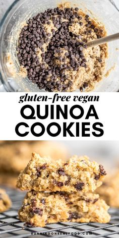 gluten free vegan quinoa cookies stacked on top of each other