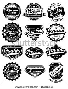 set of vintage quality and quality labels - badges & stickers web elements / symbols