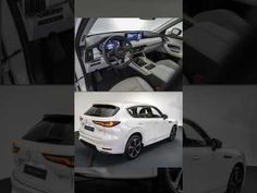 four different shots of the inside of a car