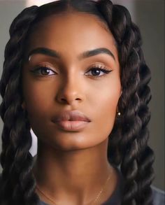 Black Woman Makeup Looks Natural, Natural Makeup African American, Headshot With Braids, Black Skin Makeup Looks, Headshot Makeup Black Women, Natural Glam Makeup Black Women Dark Skin, Soft Glam Bridal Makeup Brown Skin, Natural Makeup On Brown Skin, Make Up Looks For Black Women