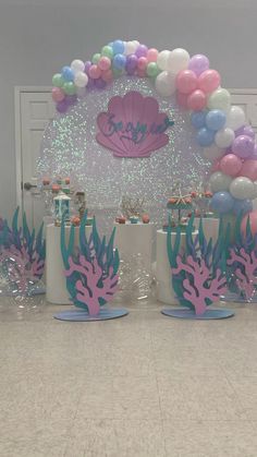 under the sea themed birthday party with balloons and decorations