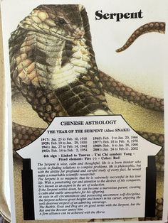 an advertisement for serpents astrology, with the text in english and chinese on it