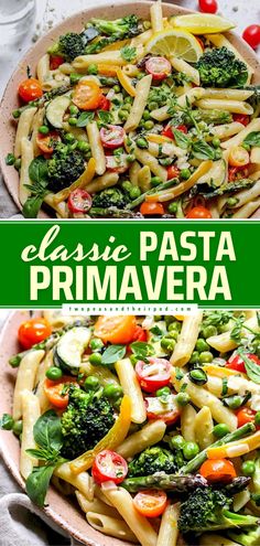 Pasta Primavera Vegetable Pasta Recipes, Fettucine Alfredo, Parmesan Cream Sauce, Pasta Primavera, Salad Pasta, Veggie Pasta, Colorful Vegetables, Vegetable Pasta