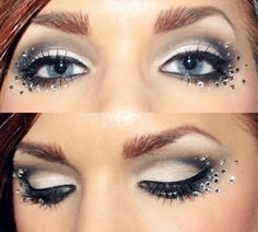 The sparkles are fun but this is beautiful without the glitz also. Crystal Eyeshadow, Competition Makeup, Vegas Makeup, Prom Eyes, Makeup Stickers, Rhinestone Makeup, Makeup Glitter