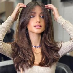 Medium Brunette Hair With Layers, Voluminous Medium Length Hair, Hair Cuts Straight Hair Medium, Hair Cuts To Make Your Face Slimmer, Hair Styles 2024 Women Trends, Thick Mid Length Hair, Long Hair To Short Hair Transformation, Hair Colors 2024, Haircut Side Bangs