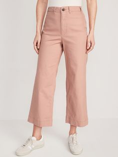 Online exclusive! The extra high-waisted Sky-Hi ankle pants you love, now with an insta-cool wide leg! With a 1" higher rise than our standard high-waisted pants, these take the wide-leg trend to new heights.   Straight extra high-rise waistband, wit Womens Easter Outfits, Cropped Pants Outfit, Fresh Crop, Wide Leg Pants High Waisted, Cropped Chinos, Wide Leg Crop Pants, Wear To Work Dress, Pretty Fashion, Petite Pants