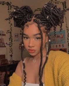 Hairstyles Added Hair, African Hair Drawing Reference, Pearls In Afro Hair, Knotless Box Hairstyles, Big Bubble Braids, Blasian Braids, Hair Styles For Dreads For Women, Hair Styles With Edges, Aesthetic Braids For Black Women