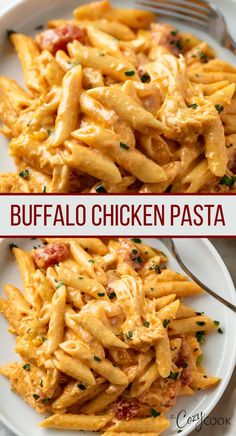 buffalo chicken pasta with extra creamy sauce and topped with parsley Easy Prep Recipes, Dinner Dishes Family, Pasta Dinner Dishes, Quick Late Night Dinner Easy Recipes, Chicken And Pasta Dinner Recipes, College Food Ideas Easy, Easy Dinners To Make At Home, Food For Picky Eaters Adults, Easy Apartment Meals