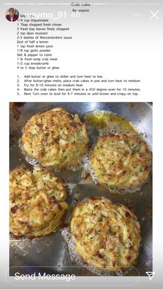 four muffins sitting on top of a metal pan