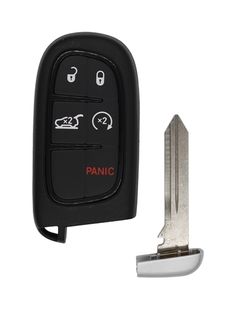 a car key and remote control on a white background