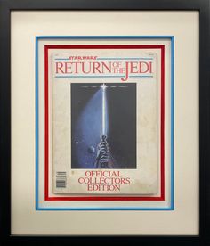 star wars return of the jedi official collector's edition cover framed in black wood frame