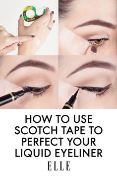 How to Use Scotch Tape to Perfect Your Liquid Eyeliner Eyeliner Step By Step, Shadow Tutorial, Easy Winged Eyeliner, Eyeshadow For Green Eyes, Eyeliner Hacks, Winged Eyeliner Tutorial