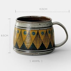 Handmade Rough Pottery Hand-Washed Ethnic Style Mugs - - Flower Hacks, Japandi Lamp, Traditional Mandala, Handmade Ceramic Mugs, Rustic Mugs, Ethnic Motifs, Cerámica Ideas, Mid Century Pottery, Ceramics Pottery Art