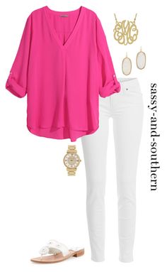 Pink Shirt White Pants Outfit, Hot Pink Blouse Outfit, Hot Pink Top Outfit, Pink Blouse Outfit, Pink Top Outfit, Pink Wardrobe, Hot Pink Shirt, Elegante Casual, Looks Plus Size