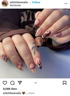 Brown Nail, Summer Grunge Nails, Guys Nail Designs, Art On Natural Nails, Nail Art On Natural Nails, Uñas Color Cafe, Brown Nail Art, Brown Nails Design, Neutral Nail